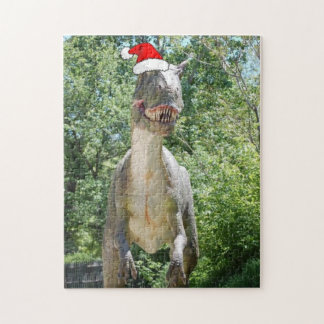 TREX Dinosaurier mit einem Santa Claus-Hut Puzzle