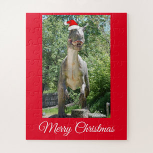 Trex Dinosaurier mit einem Weihnachtshut Puzzle
