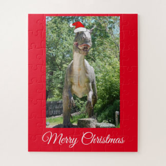 Trex Dinosaurier mit einem Weihnachtshut Puzzle