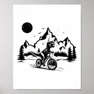 Trex fährt Fahrrad Vintage Mountainbiken Dino T Poster