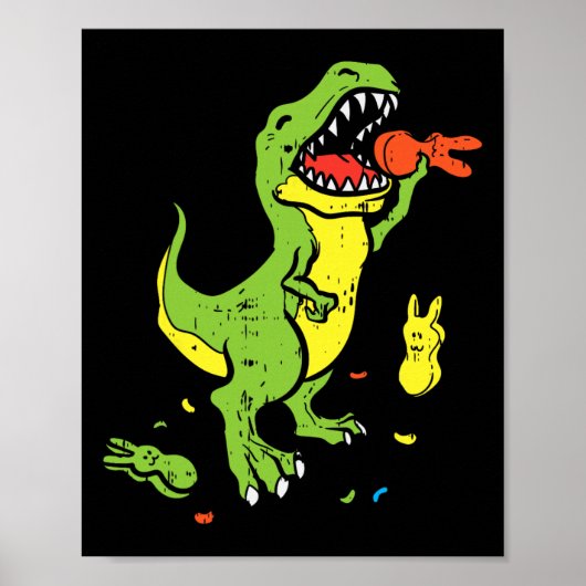 Trex frisst Bunny Lustiges Ostern Dinosaurier Lieb Poster (Vorne)