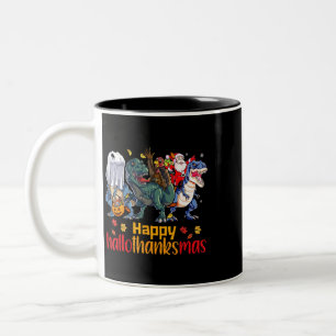 TRex Halloween Weihnachts Erntedank Happy Hallot Zweifarbige Tasse