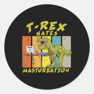 TRex hasst Masturbation Dinosaurier hasst kurze Ar Runder Aufkleber