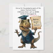 Trex in Cap and Gown Holding Diploma Einladung (Vorderseite)