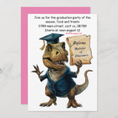 Trex in Cap and Gown Holding Diploma Einladung (Vorne/Hinten)
