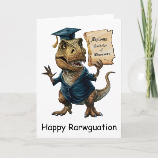 Trex in Cap and Gown Holding Diploma Karte (Vorderseite)