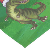 TRex in Weihnachtsmannmütze auf Grün Kurzer Tischläufer (Ecke)