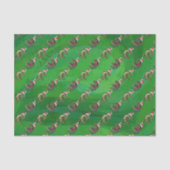 TRex in Weihnachtsmannmütze auf Grün Seidenpapier (Vorderseite)