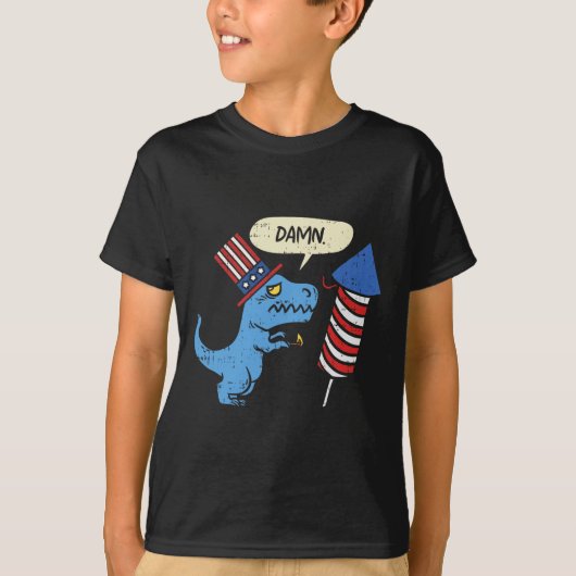 Trex Kurze Hände Firecracker Funny Firework 4. T-Shirt (Vorderseite)