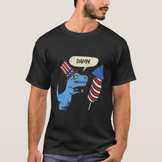 Trex Kurze Hände Firecracker Funny Firework 4. T-Shirt (Vorderseite)
