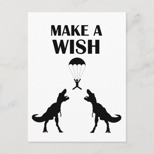 TRex machen einen Wunsch Postkarte (Vorderseite)
