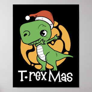 TRex Mas Christmas Dinosaurier Poster