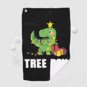 Trex mit Weihnachtsbällen - lustiger Dino-Baum Golfhandtuch (Insitu)