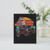 Trex Monster Truck Boys Dirt Race Retro Dinosaurie Postkarte (Stehend Vorderseite)