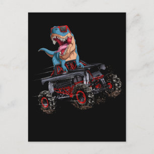 Trex Monster Truck Dirt Race Dinosaurier Postkarte