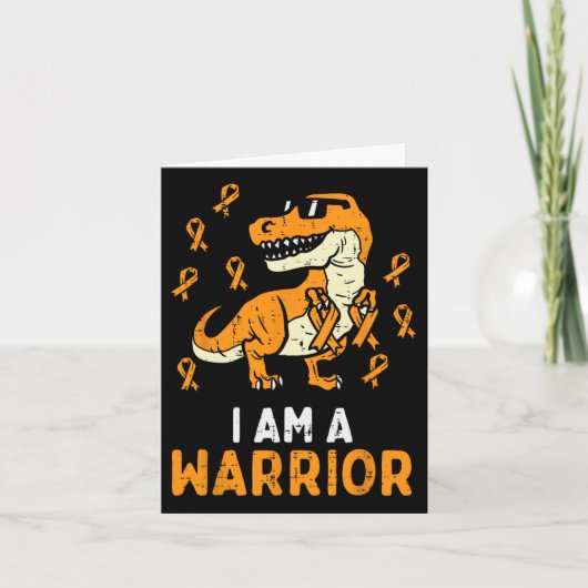 Trex Orange Ribbon Im A Warrior Leukemia Bewusstse Karte (Vorderseite)