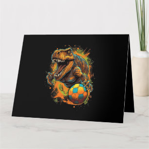 TRex Playing Soccer Funny Dinosaur Soccer Player C Karte