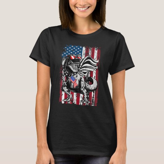 Trex Popsicle Usa Flag 4. Juli Dinosaur T-Shirt (Vorderseite)