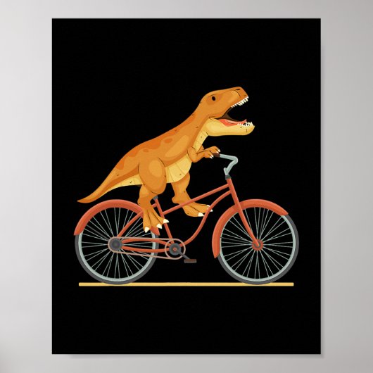 TRex Reiten Ein Bike Funny Trex Dinosaur Fahrradre Poster (Vorne)