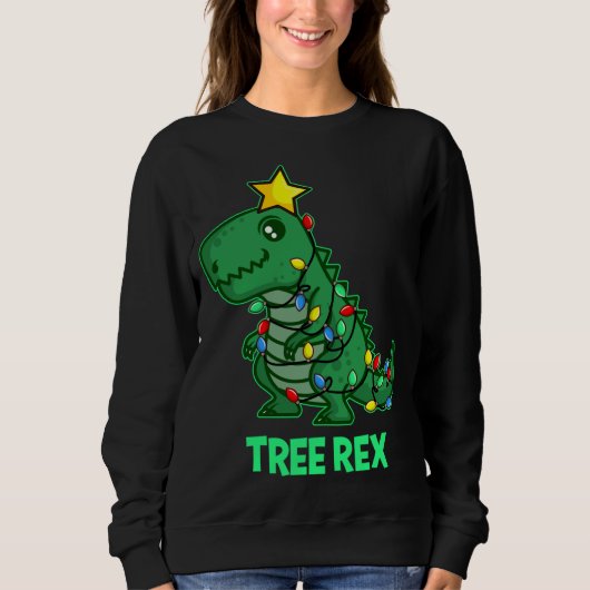 Trex Rex Funny Niedlich Retro Weihnachtsfest Sweatshirt (Vorderseite)