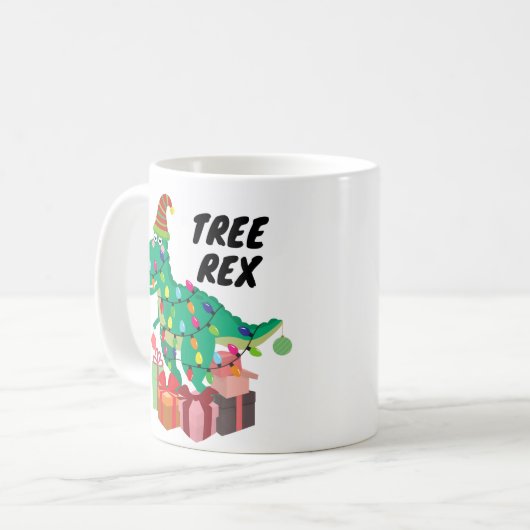 Trex Rex Xmas Funny Mug Geschenk Kaffeetasse (Vorderseite Links)