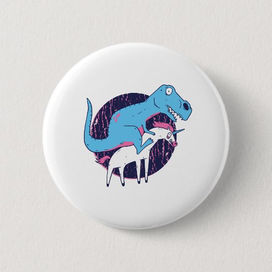 Trex Riding Unicorn Button (Vorderseite)