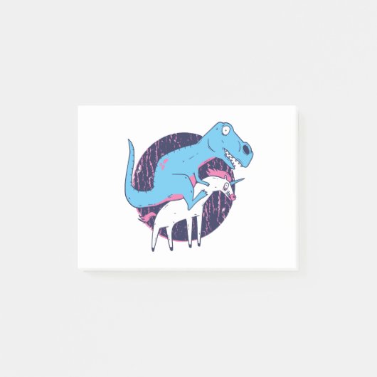 Trex Riding Unicorn Post-it Klebezettel (Vorderseite)