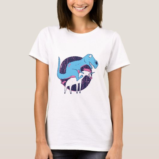 Trex Riding Unicorn T-Shirt (Vorderseite)