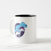 Trex Riding Unicorn Zweifarbige Tasse (Vorderseite Links)