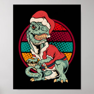TRex Santa Claus Dinosaur Weihnachten Funny Merry Poster