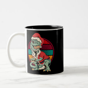 TRex Santa Claus Dinosaur Weihnachten Funny Merry  Zweifarbige Tasse