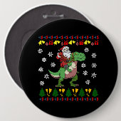 TRex Santa Rider Weihnachts Tyrannosaurus Dino Button (Vorne & Hinten)