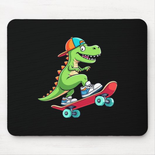 Trex Skateboarder Dino Dinosaur Skating Skateboard Mousepad (Vorne)