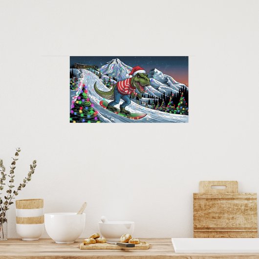 TRex Snowboard in den psychedelischen Farben Poster (Küche)