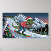 TRex Snowboard in den psychedelischen Farben Poster (Vorne)