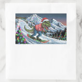 TRex Snowboard in den psychedelischen Farben Rechteckiger Aufkleber (Tasche)