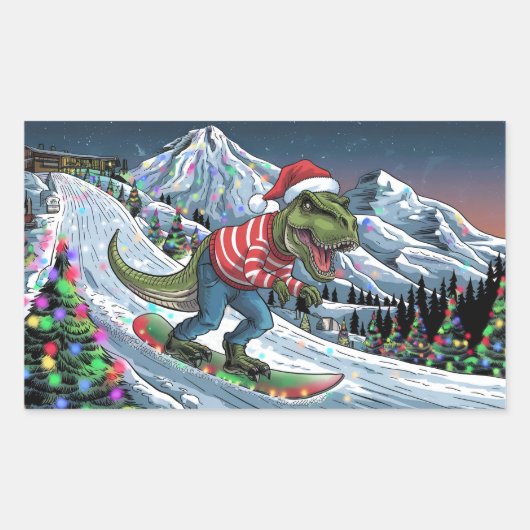 TRex Snowboard in den psychedelischen Farben Rechteckiger Aufkleber (Vorderseite)