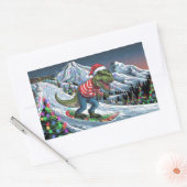 TRex Snowboard in den psychedelischen Farben Rechteckiger Aufkleber (Umschlag)