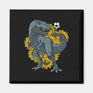 Trex spielt Fußball Sonnenblume Lustiger Fuß Dinos Magnet