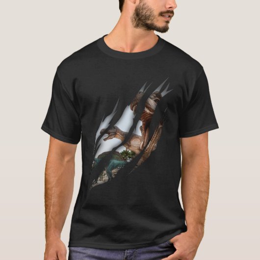 Trex Spinosaurus Torn Claw Dino Lover T-Shirt (Vorderseite)