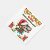 Trex Tyrannosaurus rex Dinosaurier WeihnachtsHat X Serviette (Ecke)