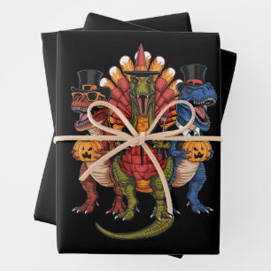 TRexgiving T-Rex Frohes Erntedankfest Dinosaurier  Geschenkpapier Set