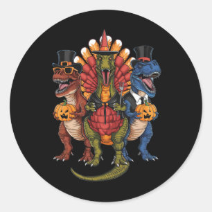 TRexgiving T-Rex Happy Thanksgiving Dinosaurier Runder Aufkleber