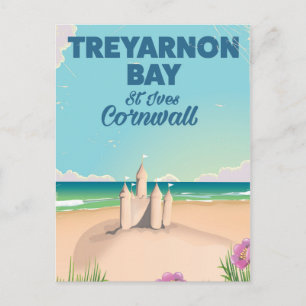 Treyarnon Bay, Reiseplakat Cornwall Postkarte