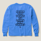 Tri-Blend Shirt : Niemals zu jung (blau) (Design Rückseite)