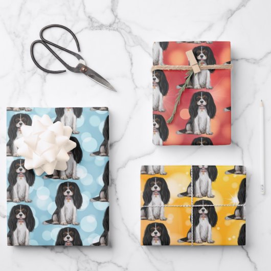 Tri Cavalier King Charles Spaniel Geschenkpapier Set (Vorderseite)