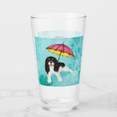Tri Cavalier Spaniel und Umbrella Glas (Rückseite)