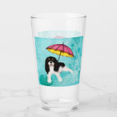 Tri Cavalier Spaniel und Umbrella Glas (Vorderseite)