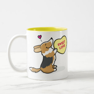 Tri Col. 2015 Corgi des Valentines die Zweifarbige Tasse
