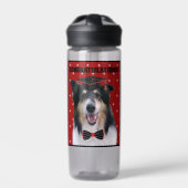 Tri Collie mit Abschlussmütze Trinkflasche (Vorderseite)
